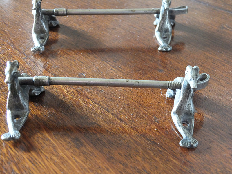 19th. century silver plated coursing knife rests